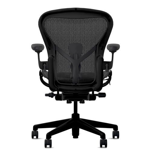 Herman Miller Aeron - Office Chair, Size B, Color Onyx with Onyx Steel Base With Headrest | Corporate Use-4
