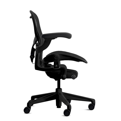Herman Miller Aeron - Office Chair, Size A, Color Onyx with Onyx Steel Base With Headrest | Workspaces-2
