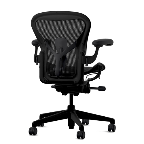 Herman Miller Aeron - Office Chair, Size A, Color Onyx with Onyx Steel Base With Headrest | Workspaces-3