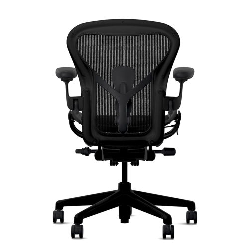 Herman Miller Aeron - Office Chair, Size A, Color Onyx with Onyx Steel Base With Headrest | Workspaces-4