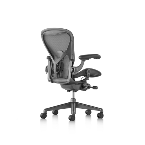 Herman Miller Aeron - Office Chair, Size B, Color Carbon with Carbon Steel Base With Headrest | Offices-1
