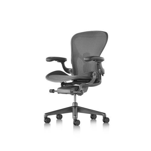 Herman Miller Aeron - Office Chair, Size B, Color Carbon with Carbon Steel Base With Headrest | Offices-3