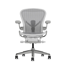 Herman Miller Aeron - Office Chair, Size C, Color Mineral with Satin aluminium Metal Base With Headrest | Workspaces