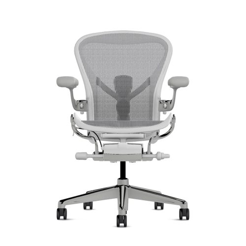 Herman Miller Aeron - Office Chair, Size C, Color Mineral with Satin aluminium Metal Base With Headrest | Workspaces