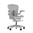 Herman Miller Aeron - Office Chair, Size C, Color Mineral with Satin aluminium Metal Base With Headrest | Workspaces-1
