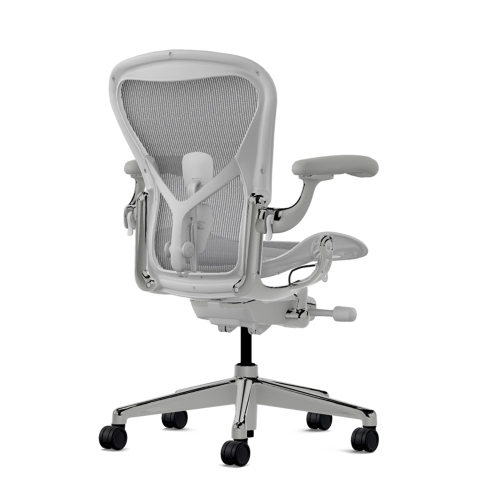 Herman Miller Aeron - Office Chair, Size C, Color Mineral with Satin aluminium Metal Base With Headrest | Workspaces-3