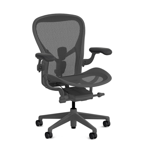 Herman Miller Aeron - Office Chair, Size C, Color Graphite with Graphite Polymer Base| Workspaces-1