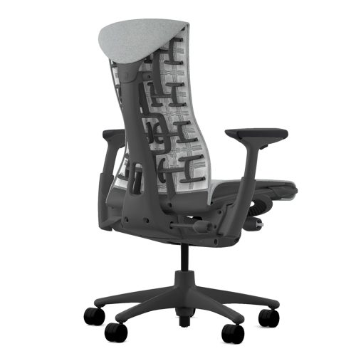 Herman Miller Embody - Office Chair, Color Grey with Black Aluminum Base With Headrest | Corporate Use-3