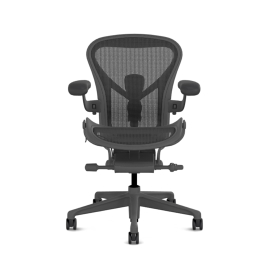 Herman Miller Aeron - Office Chair, Size A, Color Graphite with Graphite Polymer Base With Headrest | Offices