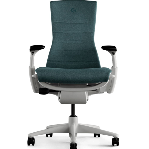 Herman Miller Embody Gaming Chair - Gaming Chair, Color Green with White Aluminum Base With Headrest | Corporate Use