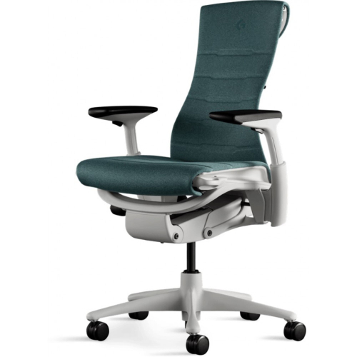 Herman Miller Embody Gaming Chair - Gaming Chair, Color Green with White Aluminum Base With Headrest | Corporate Use-4