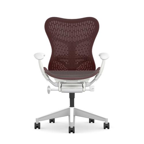 Herman Miller Mirra 2 - Office Chair, Color Cordovan with White Aluminum Base | Home & Office