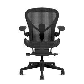 Herman Miller Aeron Remastered - Office Chair, Size B, Color Black with Onyx Aluminum Base | Desk Work