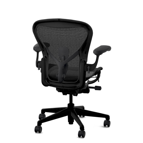 Herman Miller Aeron Remastered - Office Chair, Size B, Color Black with Onyx Aluminum Base With Headrest | Desk Work-3