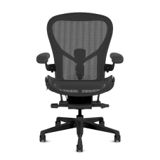 Herman Miller Aeron Remastered - Office Chair, Size C, Color Black with Onyx Aluminum Base With Headrest | Offices