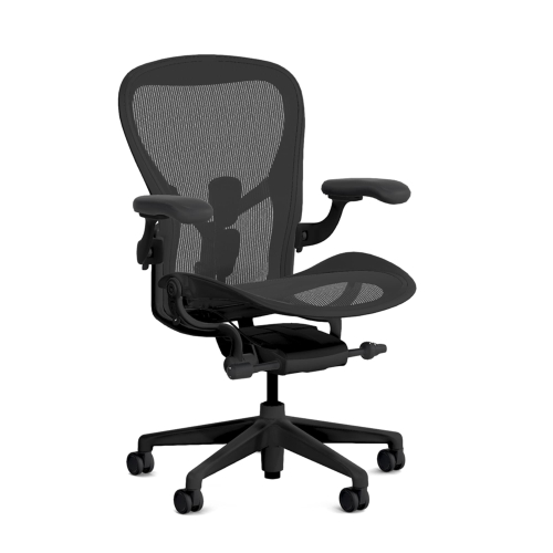 Herman Miller Aeron Remastered - Office Chair, Size C, Color Black with Onyx Aluminum Base With Headrest | Offices-1
