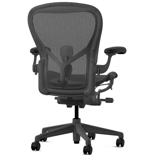 Herman Miller Aeron - Office Chair, Size C, Color Carbon with Carbon Metal Base With Headrest | Corporate Use-3
