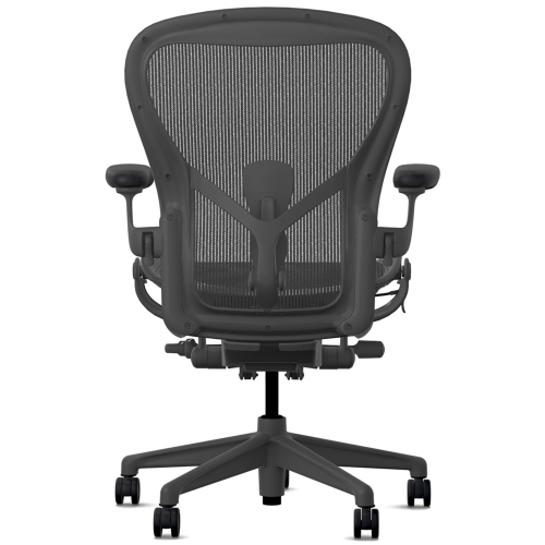 Herman Miller Aeron - Office Chair, Size C, Color Carbon with Carbon Metal Base With Headrest | Corporate Use-4