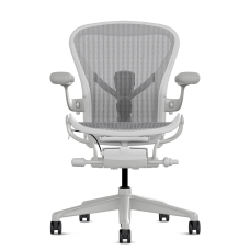 Herman Miller Aeron - Office Chair, Size B, Color Light grey - mineral, with mineral Polymer Base With Headrest | Offices