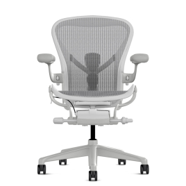 Herman Miller Aeron - Office Chair, Size B, Color Light grey - mineral, with mineral Polymer Base With Headrest | Offices