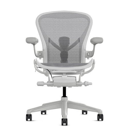 Herman Miller Aeron - Office Chair, Size B, Color Light grey - mineral, with mineral Polymer Base With Headrest | Offices