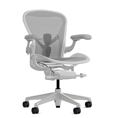 Herman Miller Aeron - Office Chair, Size B, Color Light grey - mineral, with mineral Polymer Base With Headrest | Offices-1