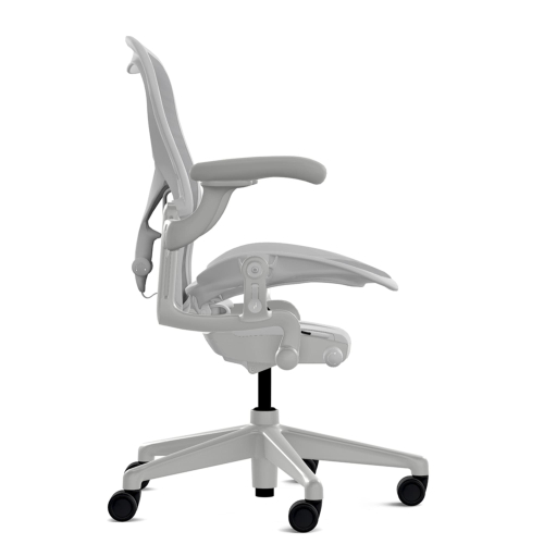 Herman Miller Aeron - Office Chair, Size B, Color Light grey - mineral, with mineral Polymer Base With Headrest | Offices-2