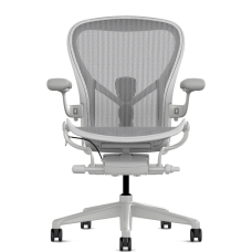 Herman Miller Aeron - Office Chair, Size C, Color Light grey - mineral, with mineral Polymer Base With Headrest | Work Environments