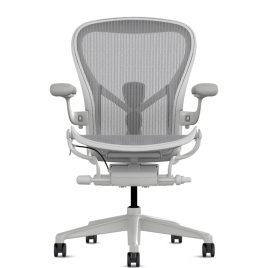 Herman Miller Aeron - Office Chair, Size C, Color Light grey - mineral, with mineral Polymer Base With Headrest | Work Environments