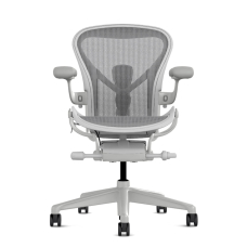 Herman Miller Aeron - Office Chair, Size A, Color Light grey - mineral, with mineral Polymer Base With Headrest | Home & Office
