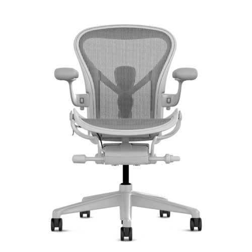 Herman Miller Aeron - Office Chair, Size A, Color Light grey - mineral, with mineral Polymer Base With Headrest | Home & Office