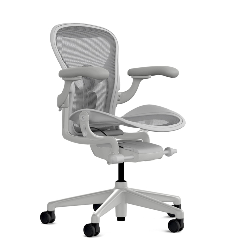 Herman Miller Aeron - Office Chair, Size A, Color Light grey - mineral, with mineral Polymer Base With Headrest | Home & Office-1