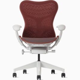 Mirra 2 - office chair, white carcas, color – cordovan, on castors