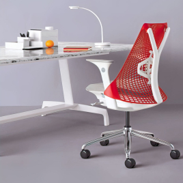 Herman Miller Sayl – Office Chair, Color Red with Aluminum Base,  Aesthetic Design and Exceptional Quality | Smooth Mobility