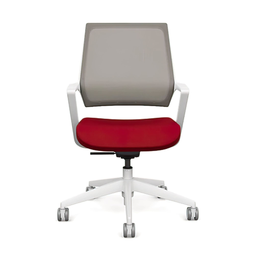 SitonIt Mavic – Task Chair, Color Red with White Base, Lumbar Support | Multi-purpose Offices
