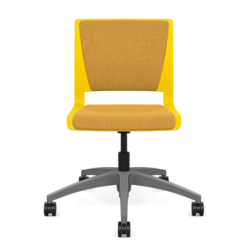 SitonIt Rio – Task Chair with Fabric Seat and Backrest, Color Yellow with Grey Base, A Chair that Adapts to You | Task Seating
