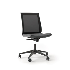 Narbutas EVA – Task Chair with no Armrests, Color Black with Aluminum Base, Tilt Mechanism | Small Spaces
