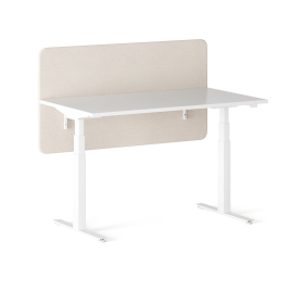 Narbutas Q-active – Height Adjustable Workplace, Color White with Beige Partition, White Metal Legs, Modern Design | Sit-Stand Desk
