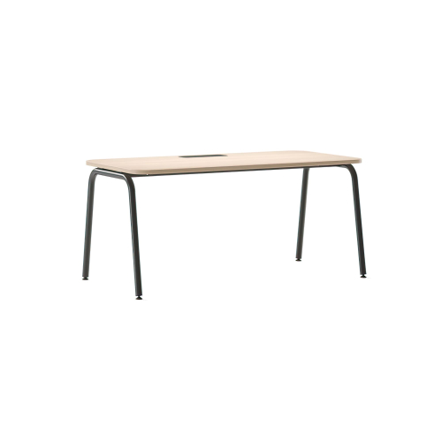 Narbutas ROUND – Computer Table, Color Maple with Tubular Black Legs, Workflow Planning | Home & Office Use