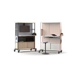 Narbutas WORKLAB – Mobile Shelving Unit with 2 Fixed Shelves, Body and Back Panel, Color Maple | Offices