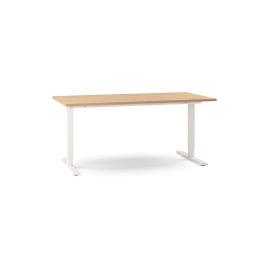 Narbutas ONE-H – Height Adjustable Table, Color Maple with White Metal Legs, Ergonomic Workspace | Corporate Use