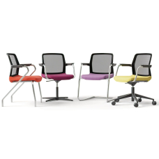 Narbutas Wind – Office Chair with a Low Back and Armrests on a Console Base/4 Legs, Black Frame | Workspaces