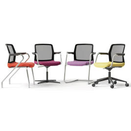 Narbutas Wind – Office Chair with a Low Back and Armrests on a Console Base/4 Legs, Black Frame | Workspaces