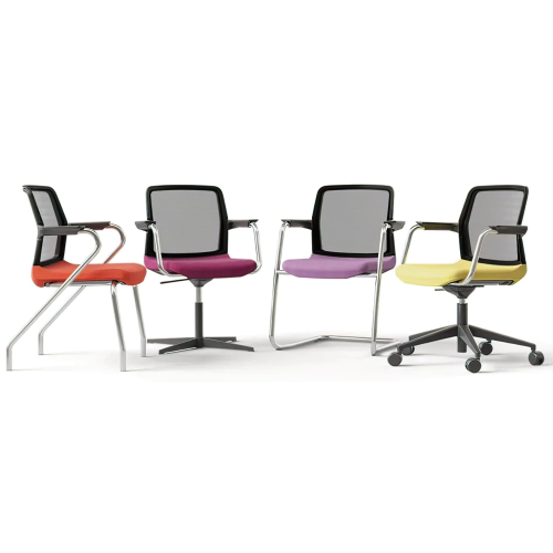Narbutas Wind – Office Chair with a Low Back and Armrests on a Console Base/4 Legs, Black Frame | Workspaces