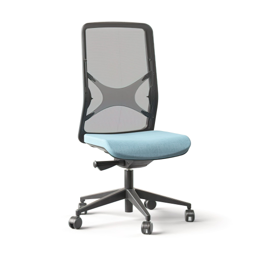 Narbutas Wind – Office Chair High Back, with Swivel Mechanism and Armrests, Back – Mesh, Seat – Blue fabric | Comfortable Design