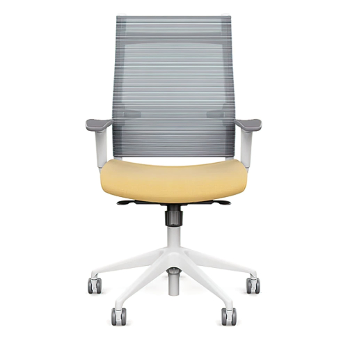 SitonIt Wit – Office Chair, Color Yellow with White Base, Deep Adjustment | Corporate Use