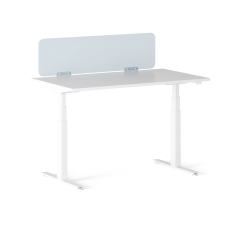 Narbutas Q-active – Height Adjustable Workplace, Color White with Blue Partition, White Metal Legs, Modern Design | Flexible Work Position