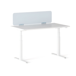 Narbutas Q-active – Height Adjustable Workplace, Color White with Blue Partition, White Metal Legs, Modern Design | Flexible Work Position