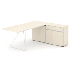 Narbutas Air Desk Office Table on Metal Legs, Color Cabinet Maple on Black Metal Legs, Modern Computer Desk | Desk Work
